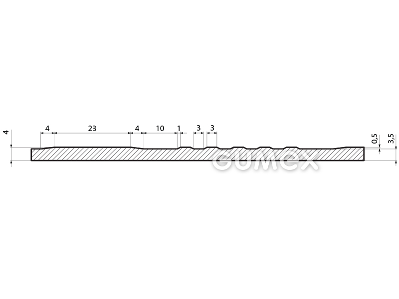 D70 A601 G, 4mm, Breite 1200mm, Spannung 50kV, 70°ShA, Hammermuster, NR-SBR, -20°C/+70°C, grau, 